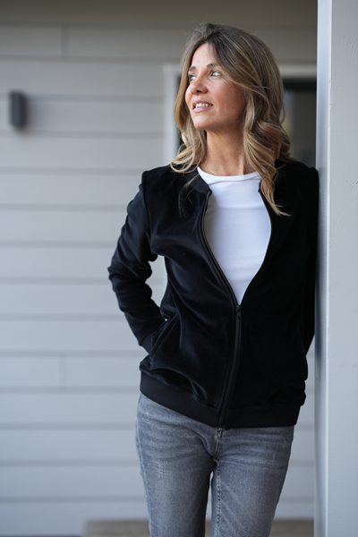Sweat zippé velours femme best sale